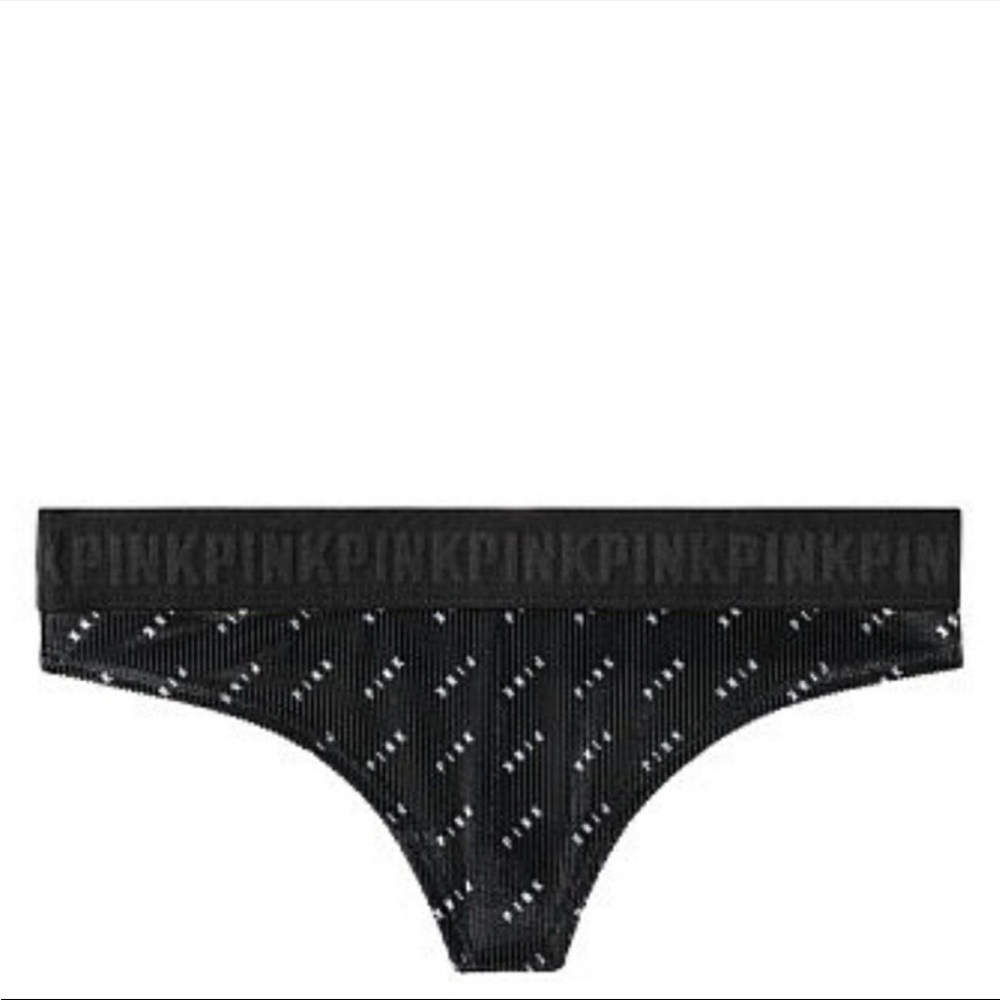 New Victoria’s Secret PINK Logo Ribbed Velvet Thong - XSmall
